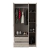 Tuhome Austral 3 Door Armoire with Drawers, Shelves, and Hanging Rod, Light Gray CLZ5534